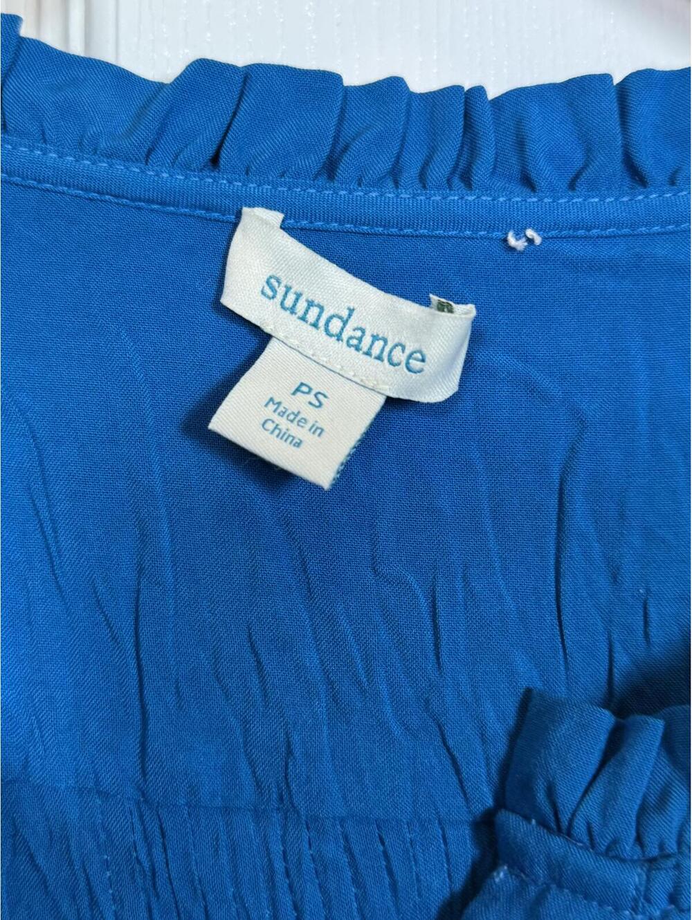 Sundance Blue Long Sleeve Ruffle Detail Blouse -‎ Petite Small - Picture 2 of 4